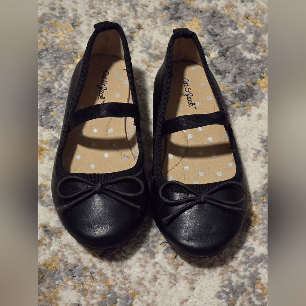 Cat And Jack Girls Flat Black Shoes